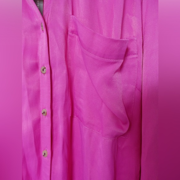 Anthropologie NWT - Pilcro Long-Sleeve Silky Mini Dress - pink rose, Size 10, - Picture 7 of 10